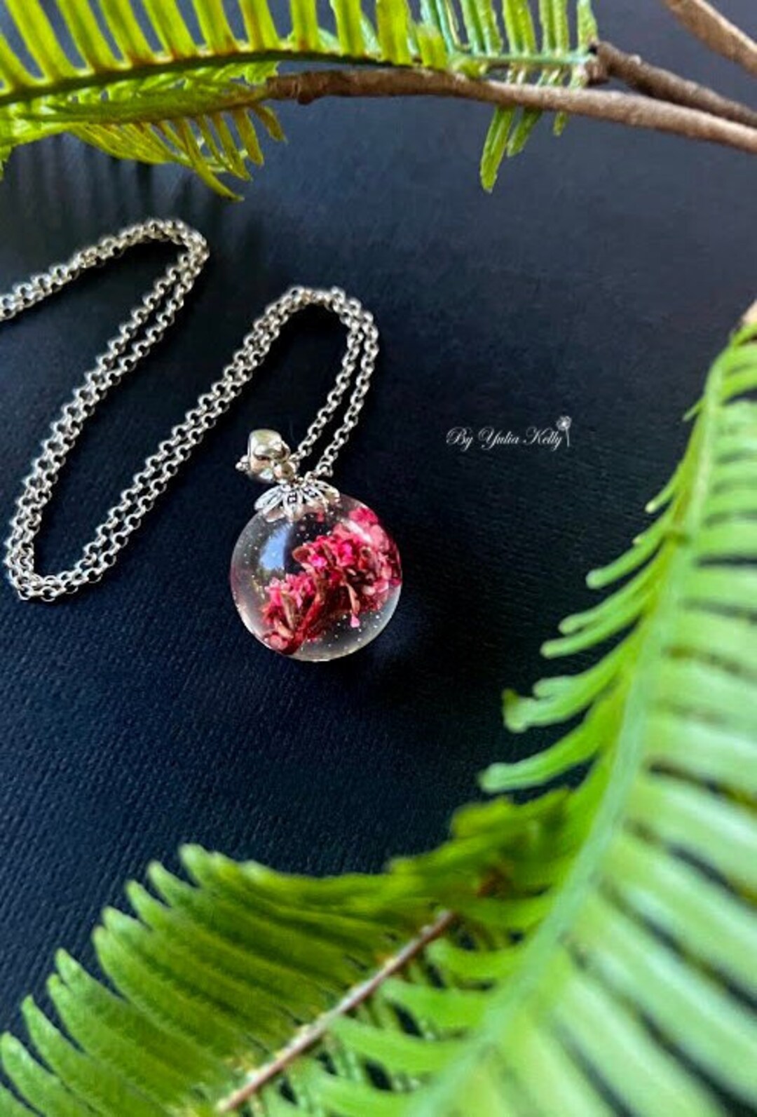 Pink Gypsophila Necklace, Botanical Jewelry, Gypsophila Resin Necklace