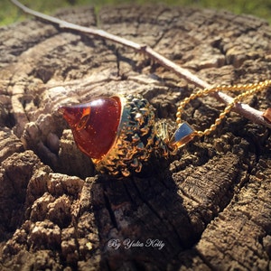 Acorn Crystal Necklace, Autumn Jewelry, Resin Acorn Necklace, Crystal Jewelry, Acorn Pendant, Glass Necklace, Clear Epoxy Woodland Jewelry image 4