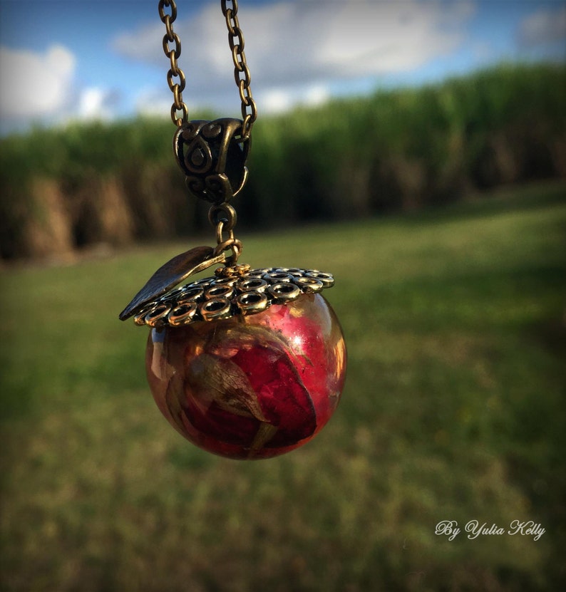 Real Flower Jewelry Flower Necklace Sphere Necklace Rose - Etsy