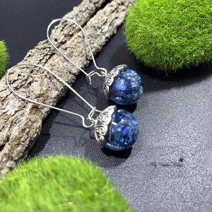 Crystal Earrings with Hydrangea, Blue Flower Earrings, Nature Jewelry, Flower Jewelry, Real Flower Earrings, Hydrangea Earrings, Blue Flower image 3
