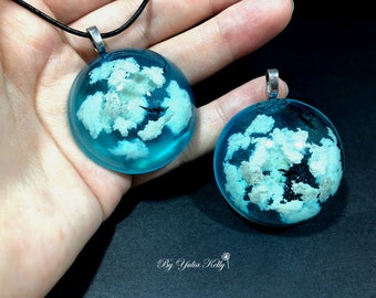Necklace with Сlouds, Cloud Necklace, White Cloud Necklace, Summer Necklace, Resin Sky Necklace, Blue Sky Necklace, Necklace Epoxy Resin
