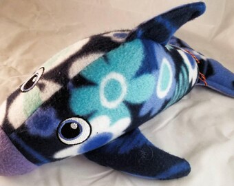 Navy and Purple Stuffed Dolphin