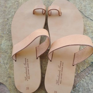 Toe Ring Leather sandals, strappy sandals, greek leather, handmade sandals, summer shoes, women sandals,genuine leather, natural brown color