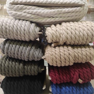 15mm braided rope, 15mm cotton twisted Cord, matte rope, thick round cord, nautical rope, home decoration, diy projects, choose from color
