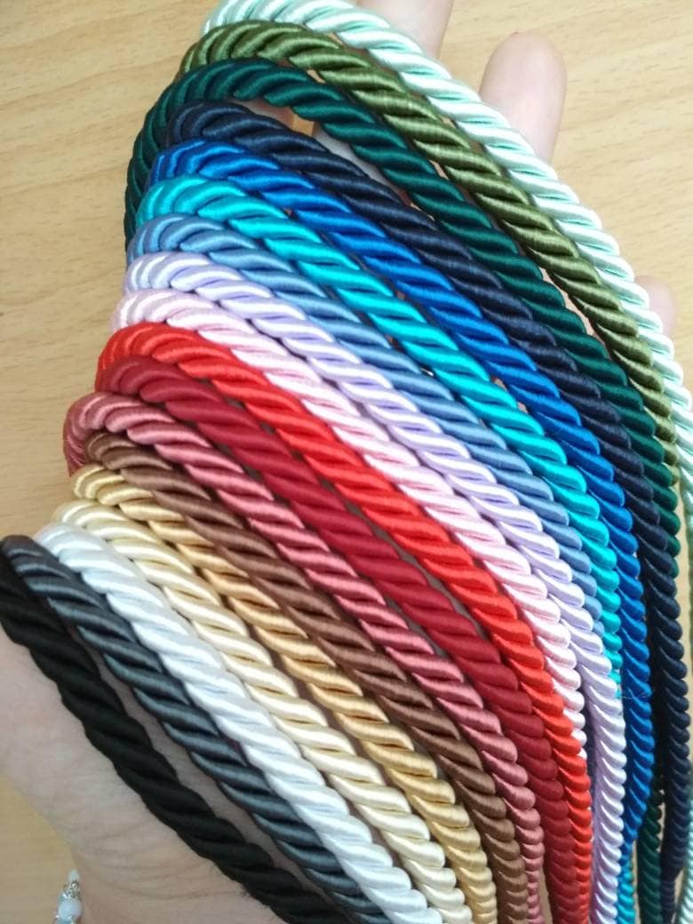 6mm Round Braided Cord, Rayon Rope, 6mm Satin Cord, 3-ply Twisted Round ...