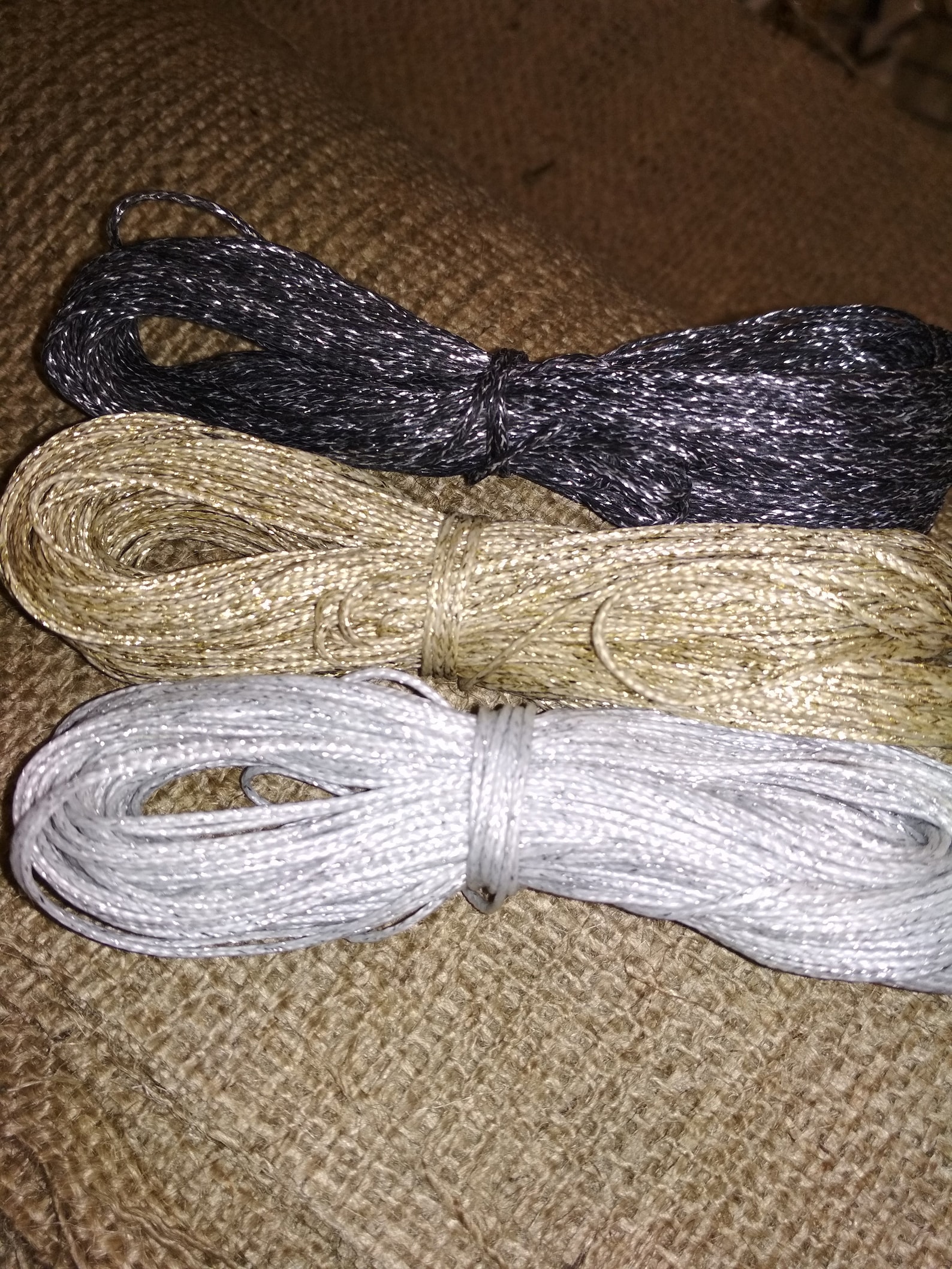 Gold Waxed Cord Silver Waxed Thread Black Sparkling Waxed Etsy