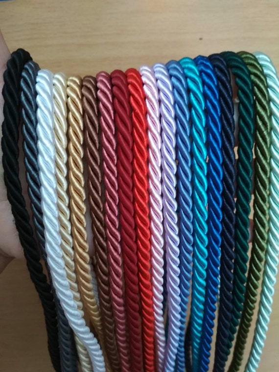 6mm Round Braided Cord, Rayon Rope, 6mm Satin Cord, 3-ply Twisted