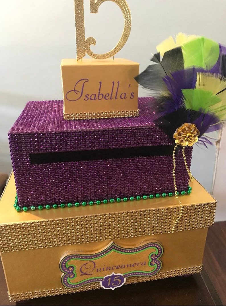 quinceañera mardi gras card box etsy