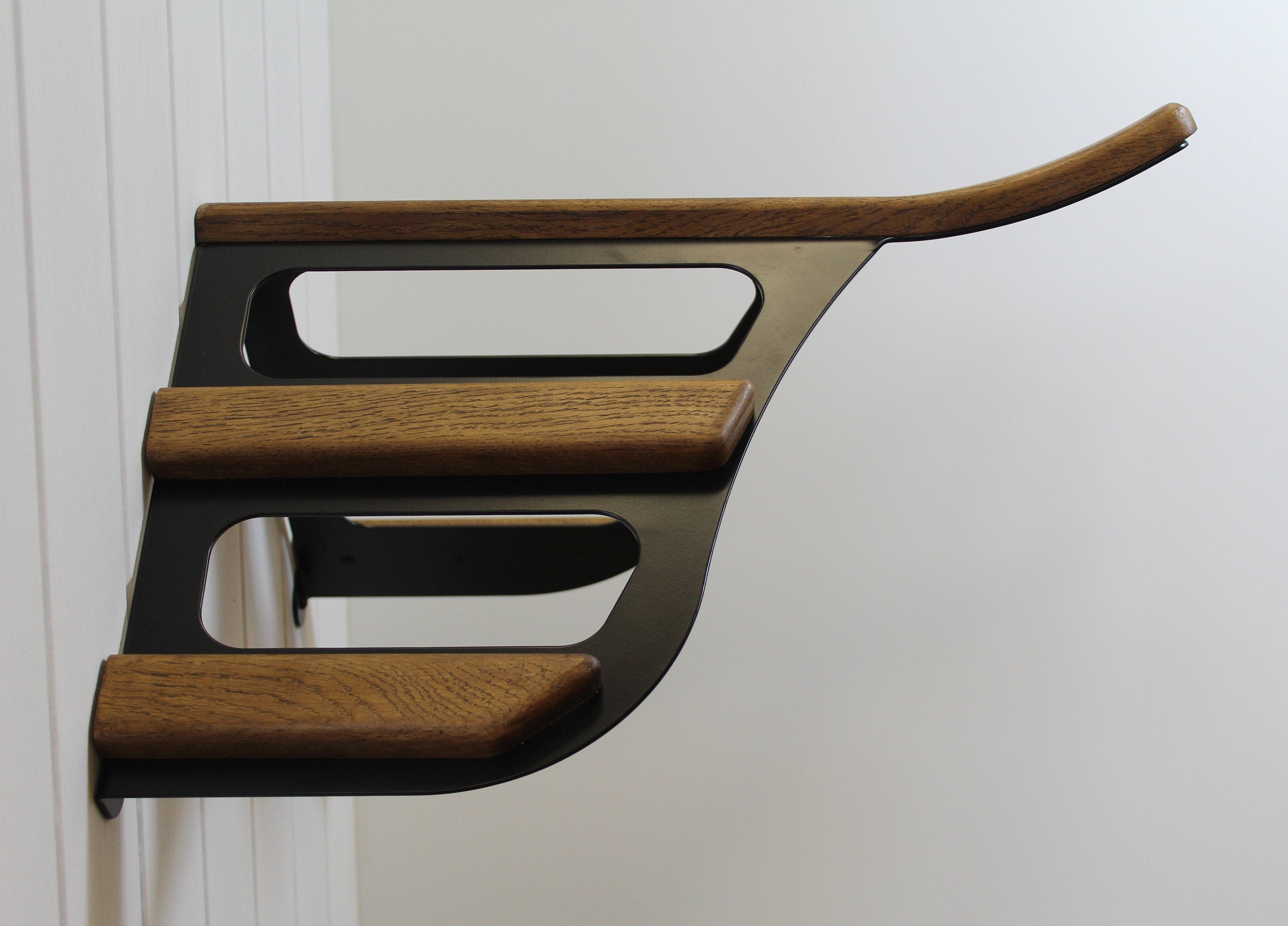 Easy-Up Collapsible Wooden Wall Mounted Saddle Rack | Color Medium Brown