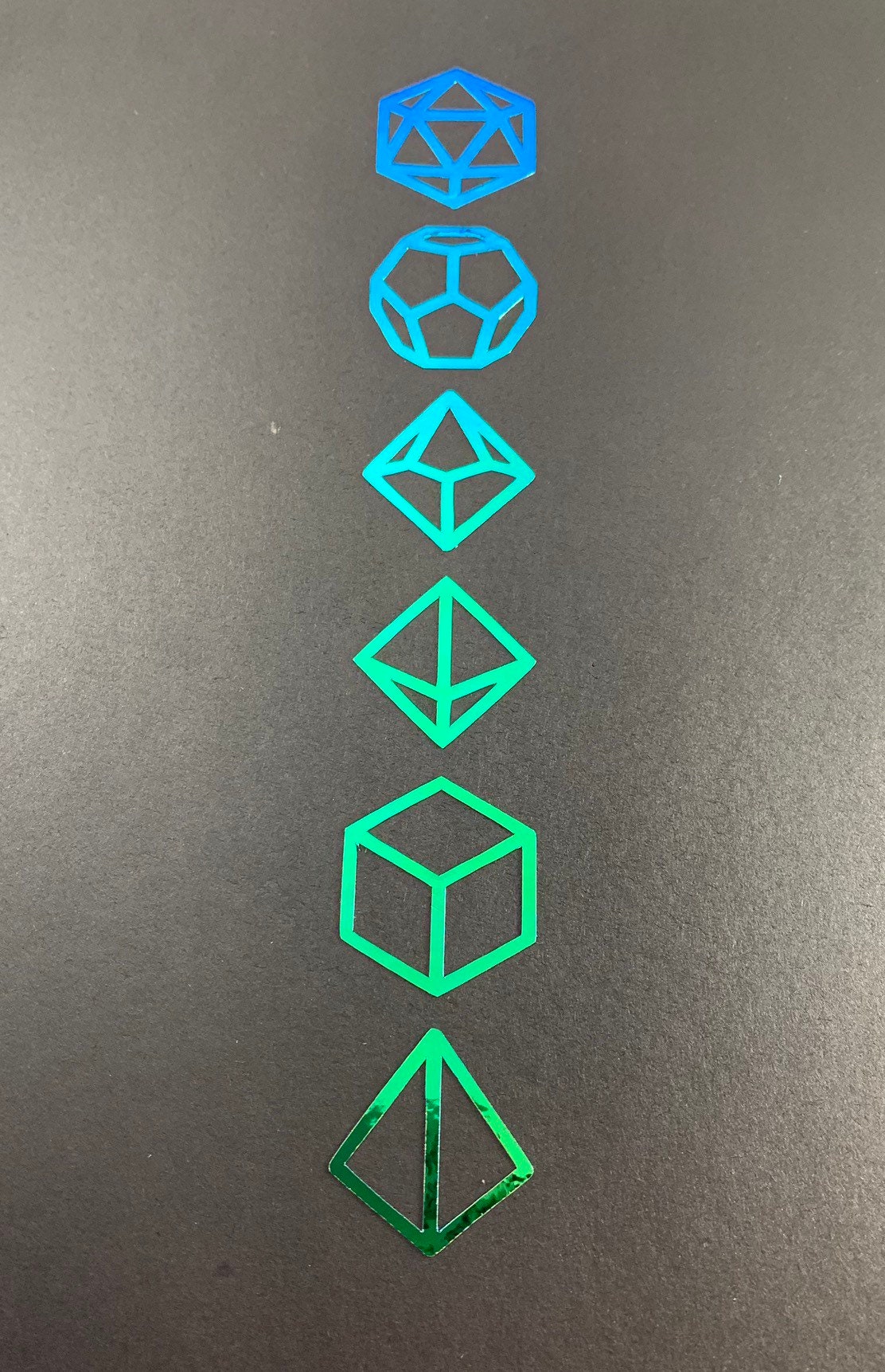 Vinyl VERTICAL Decal Dice Set -Holographic, Iridescent