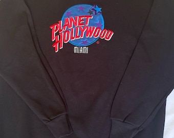 Vintage Planet Hollywood Miami Black Crewneck Sweatshirt. Made in USA