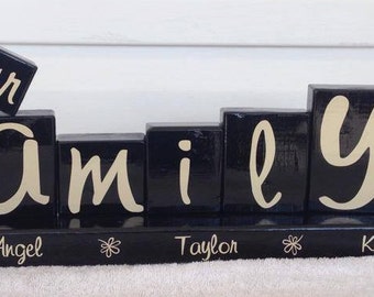 Custom wood name blocks