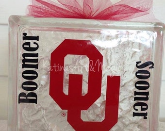 OU (University of Oklahoma) official lighted glass blocks!