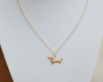 Gold Wiener Dog Necklace
