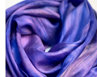 Handwoven Boho Silk Scarf | Ombre Copper Purple Blue | Birthday Gift