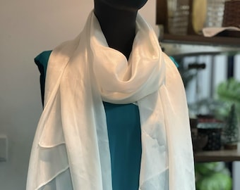 White Churh Scarf High 100% Pure Silk Scarf Hand Painting Silk Scarves Women Silk Scarf Head Scarf for Hair Loss Gift Unique Free Shipping