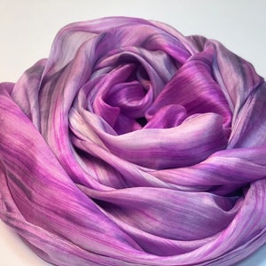 100% Pure Silk Ombre Long Scarf  Mix of Greys and Purples Birthday Gift unique gift for mom, for Wife, for Girlfriends Travel Accessory gift