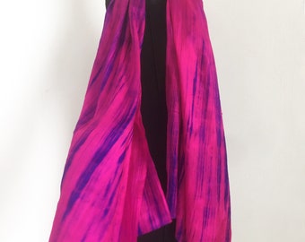 Bufanda de seda morera tejida a mano, color morado, rosa y fucsia, larga para playa