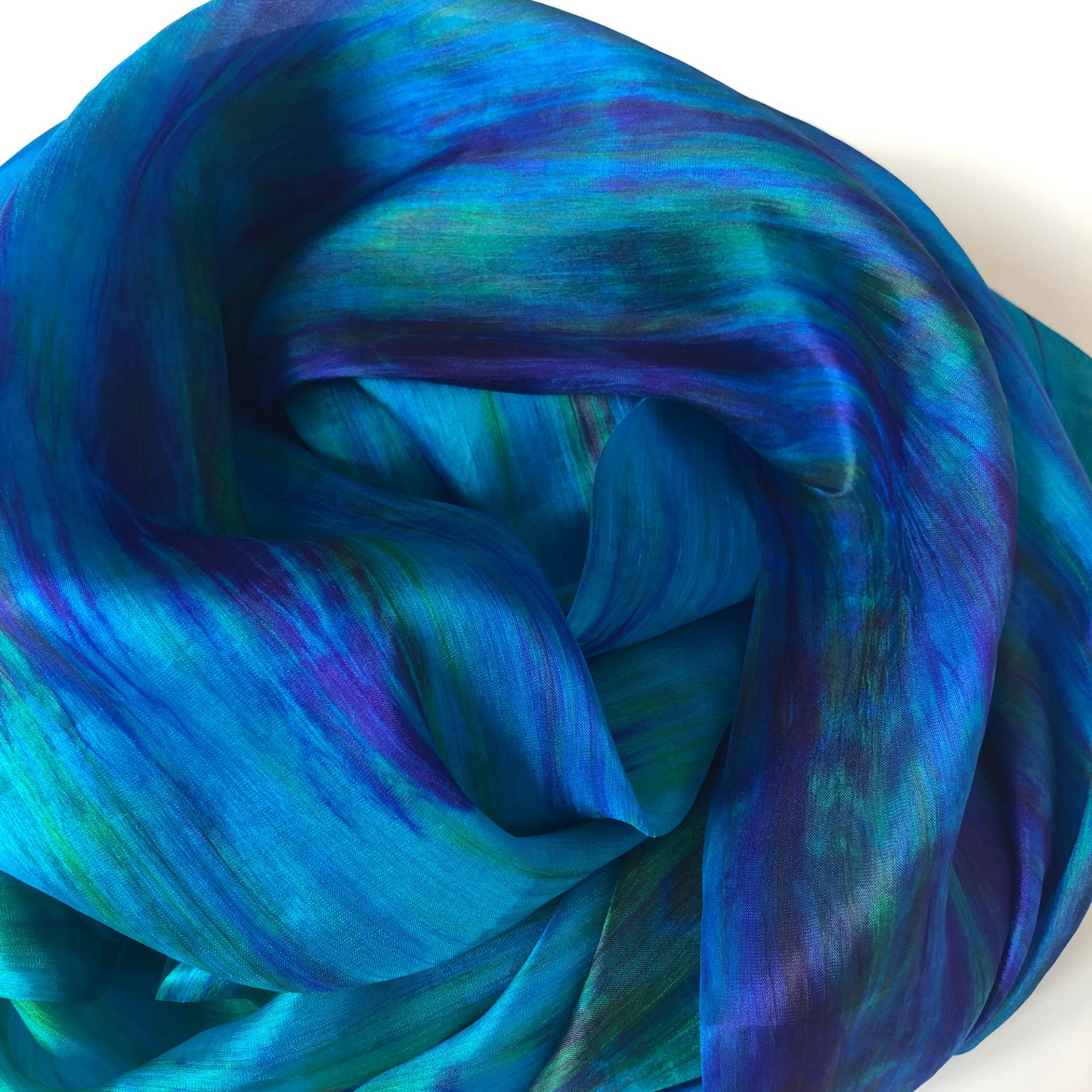 Boho Scarf Beautiful Long Silk Scarf 100% Silk Marbling - Etsy