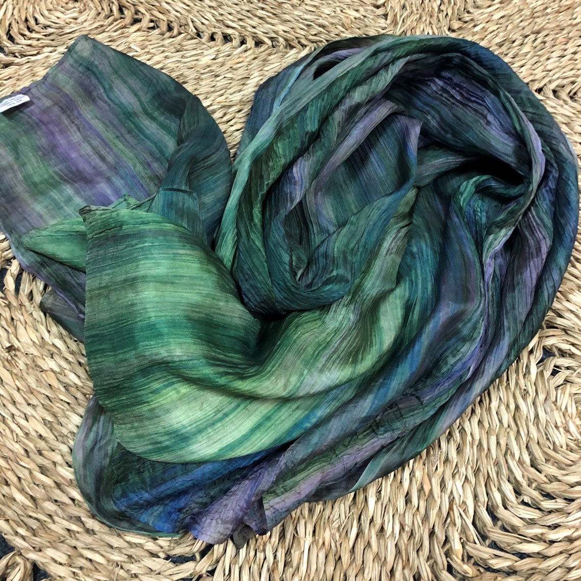 Silk Scarf Womens Silk Scarf Green Silk Scarf Wedding Etsy