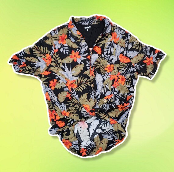 XL Tall // KS Island rad floral hawaiian print button… Gem