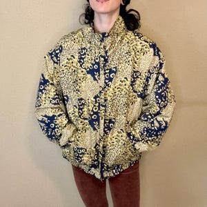Evr Rousso Group cheetah leopard zip up windbreaker jacket vintage 80s Women&#39;s L