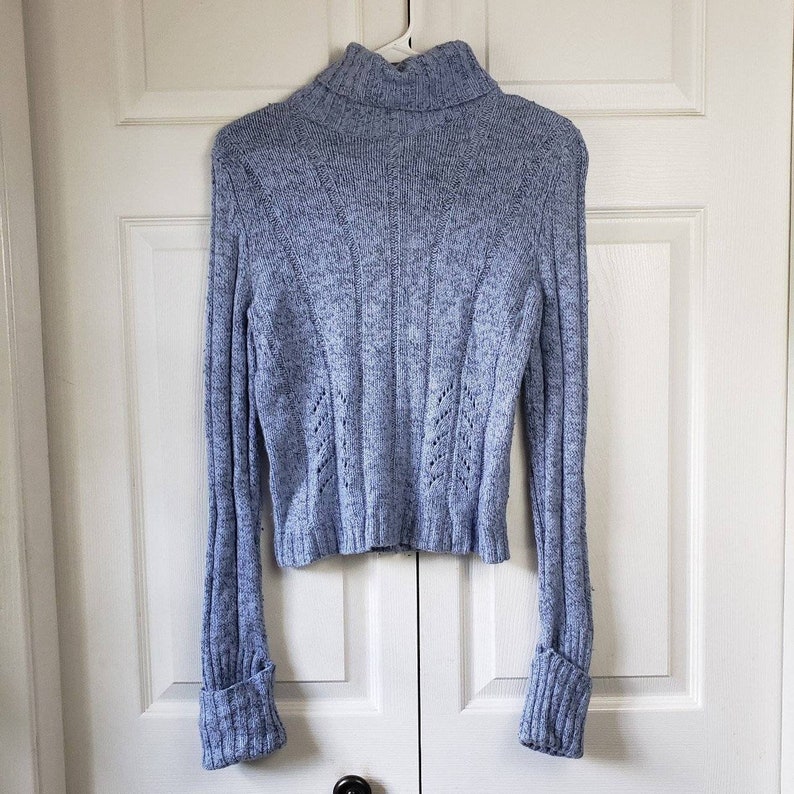 sz XSS fuzzy soft lace cute Express light pastel blue mohair blend knit women/'s long-sleeve pullover turtleneck sweater vintage