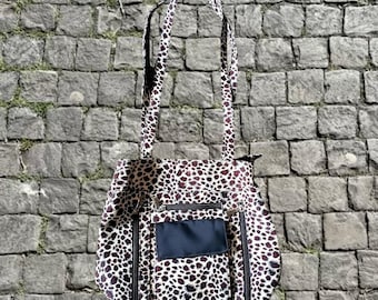 Bolso bandolera sin marca con estampado de leopardo y guepardo, estilo Y2K: ¡muchos bolsillos!