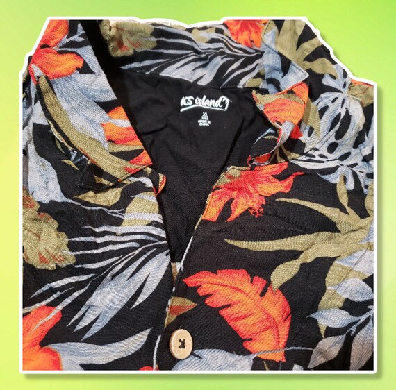 XL Tall // KS Island rad floral hawaiian print button… Gem