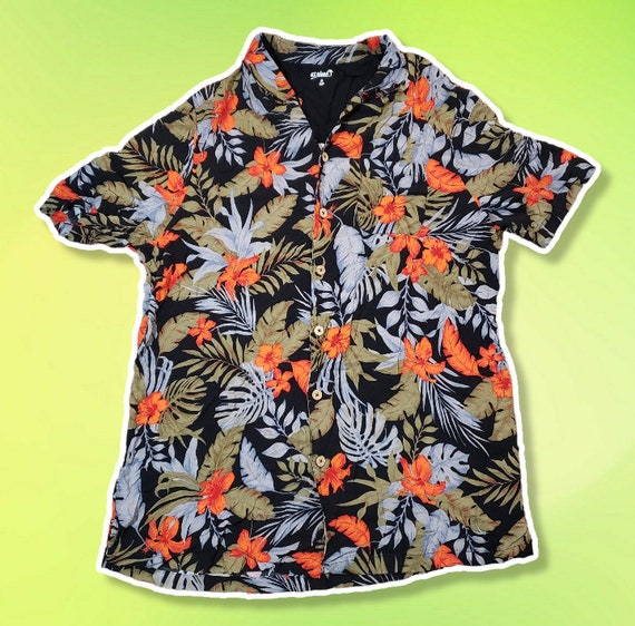 XL Tall // KS Island rad floral hawaiian print button… Gem