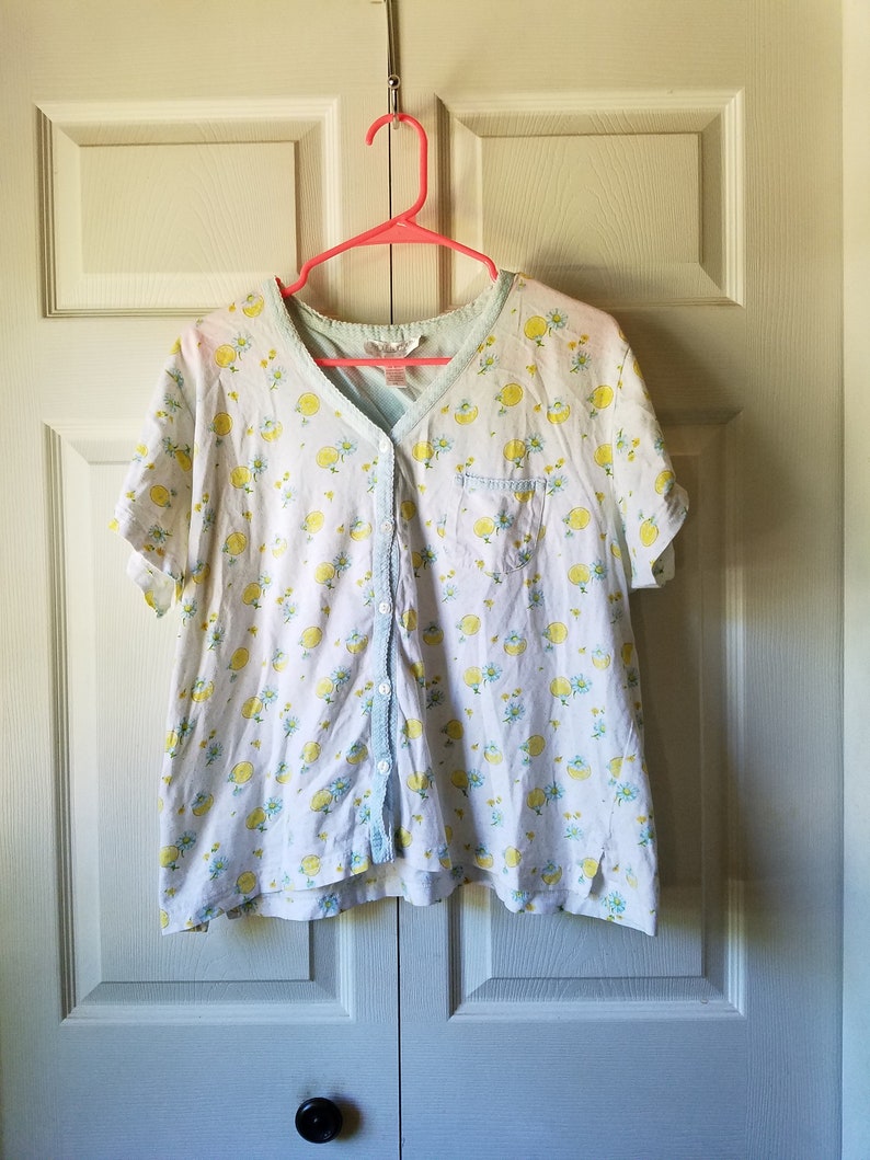 fruity lemon blue gingham plaid shorts shirt cute 50/% OFF CLEARANCE sz XL Carole Hochman New York women/'s two-piece pajama set