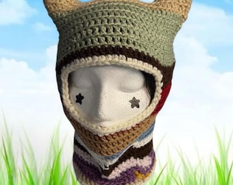 KITTYKLAVA balaclava - crochet hat - handmade balaclava - pointy cat ear hat