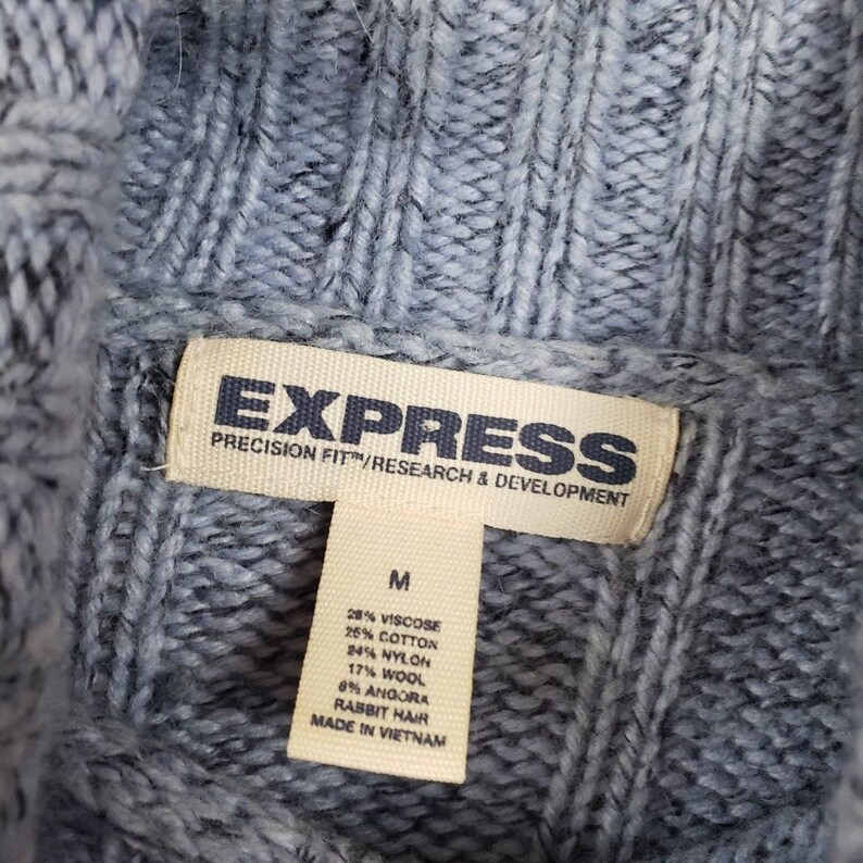 sz XSS fuzzy soft lace cute Express light pastel blue mohair blend knit women/'s long-sleeve pullover turtleneck sweater vintage