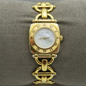 Gucci Vtg reloj 18K oro plateado 6400L mujeres madre de perla dial senoras reloj Etsy Espana
