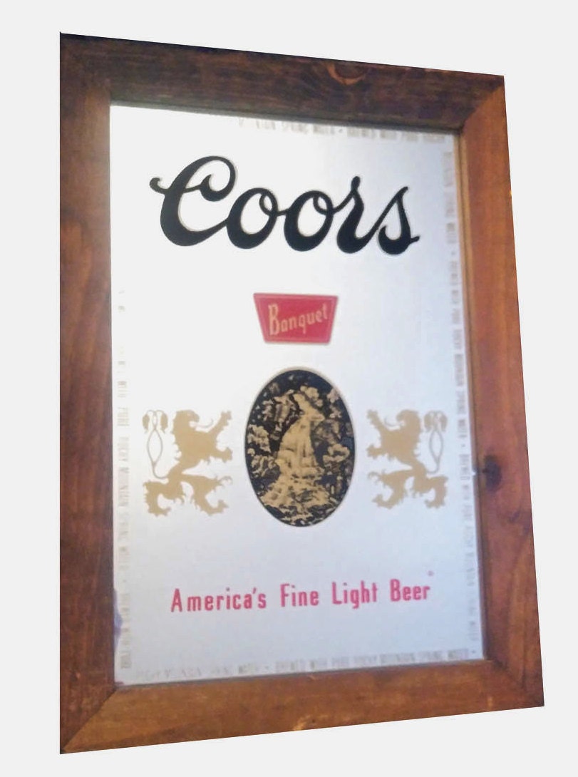 Coors Beer America's Fine Light Beer Mirror With Wood Etsy