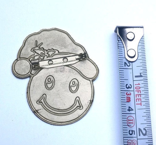 Happy Face Emoji Brooch Enamel Emoji Wearing Santa Hat With Etsy