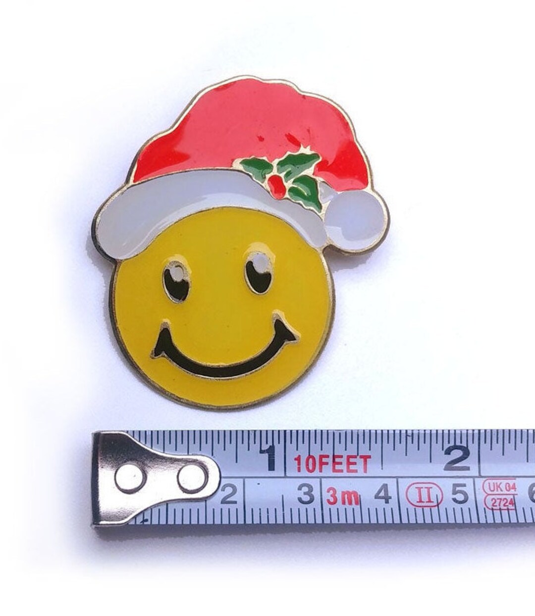 Happy Face Emoji Brooch Enamel Emoji Wearing Santa Hat With Etsy