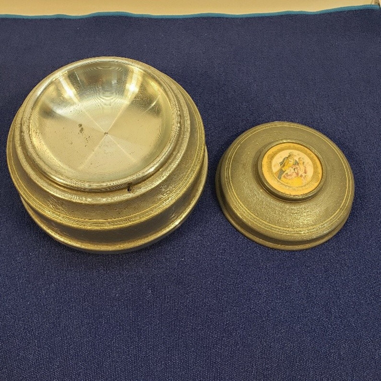 Vintage Metal Powder Box / Music Box Music Doesn't Work Etsy