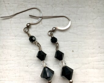 Black & Clear Crystal Earrings