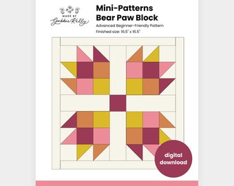Bear Paw Block (digital download) - Beginner-friendly, HST, quilt block