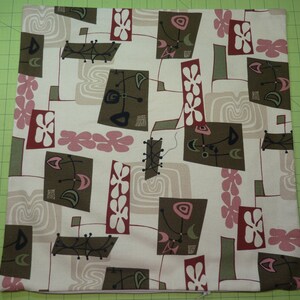 50's Retro Pillow, Cover in Reproduction Bark Cloth, Nostalgic Throwpillow, Fun Furniture Accessory Caramel Tower of Flower, 18"x18"(45cm) image 3