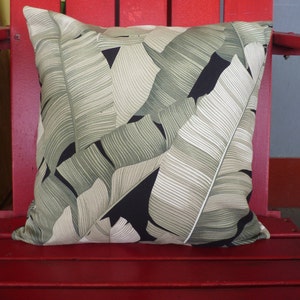 Hawaii made Bark Cloth Zippered Pillow Cover, Hawaiian Barkcloth Fabric, Cotton Sofa Decor, Imu Rock Banana Leaf Pattern, Pillow for Couch image 1