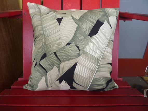 Hawaii made Bark Cloth Zippered Pillow Cover, Hawaiian Barkcloth Fabric, Cotton Sofa Decor, Imu Rock Banana Leaf Pattern, Pillow for Couch