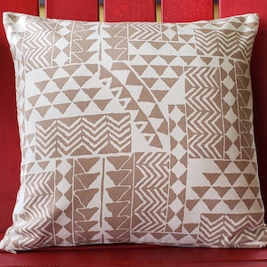 Polynesian Tribal Pillow Covers, Barkcloth Fabric, Poly Pacific print, Tatoo Tatau design, Handsewn in Hawaii, 18&quot;x18&quot;, zippered Cushions