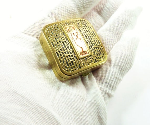 Rare Lanchere Compact Mirror Art Deco Powder Compa