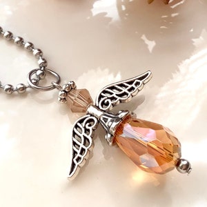 Crystal Guardian Angel Car Charm: Topaz Remembrance Gift