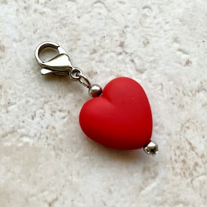 Heart shaped zipper pull, clip on charm, purse charm, bag charm, jacket charm, sweater charm, planner charm, badge charm, heart tugger charm