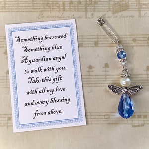 Bridal Pin-Something blue- Something new-Bridal Pin- Daughter Bride Gift-Blue for bride-Wedding Traditions-Guardian Angel Bouquet Charm Love