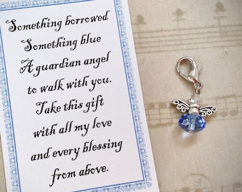 Quelque chose de charme bleu, or ou argent, charme de bouquet, cadeau de douche nuptiale, quelque chose de bleu pour la mariée, chaussure, bretelle ou jarretière, souvenir bleu