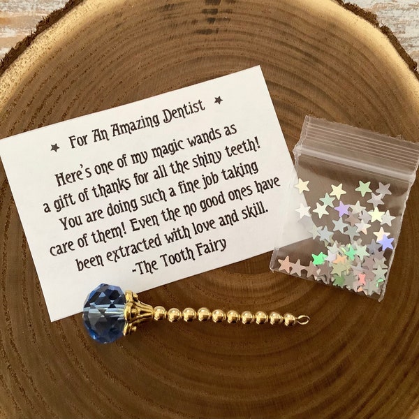 Funny Dentist Gift from Tooth Fairy, Gift for Dentist Office Decoration, Mini Magic Wands, Crystal Tiny Wands Jewelry, Unique Miniature Wand